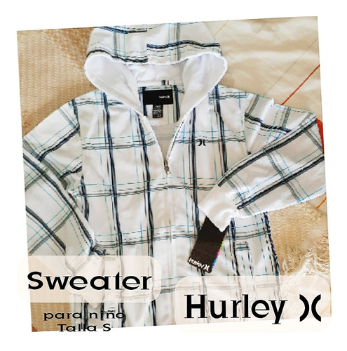 Suéter Para Niño Marca Hurley Original Talla S Color Blanco 