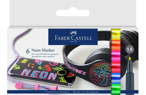Faber-castell Marcadores Creativos, 6 Colores Neon: Marcador