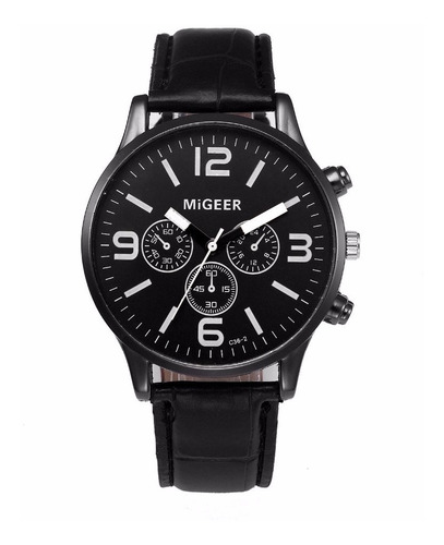Relógio Masculino Migeer Pulseira De Couro, Em Promoção!