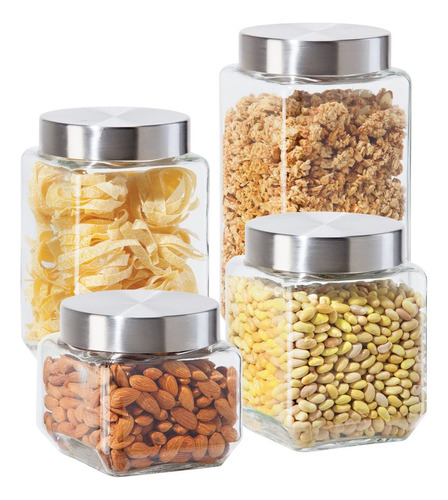 Set 2 Piezas Brocal Cuadrado C/tapa Rosca Mini 820 Ml