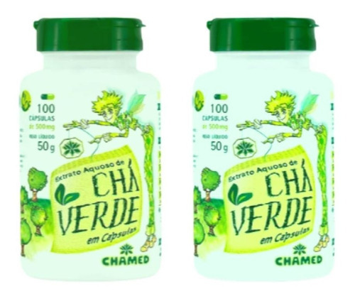 Chá Verde Cápsulas Camellia Sinensis 2 Frascos C/ 100 Cáps