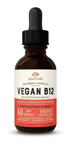 Vitamina B12 Vegana 5000mcg 60ml - Unidad a $4215
