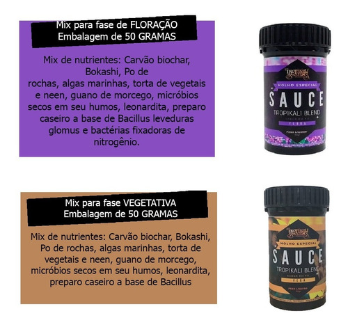 Kit Tropikali Fertilizante Sauce Vega E Sauce Flora 50g
