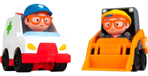 Jazwares Mini Vehículos Blippi,varios Packs Para Seleccionar Color Minicargador Y Ambulancia Blippi