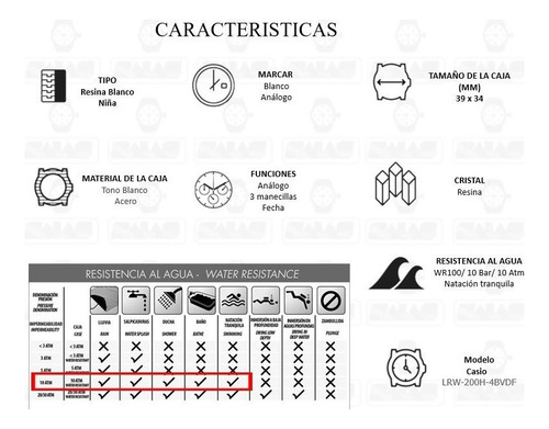 Reloj Casio Quartz Lrw200 Niña Rosa *watchsalas* Full Color de la correa Blanco Color del fondo Blanco lrw-200h-4b