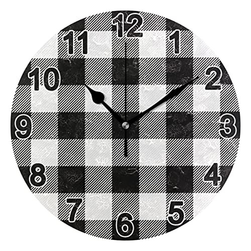 Reloj De Cuadros Buffalo Plaid Cuadros Negro Y Blanco S...