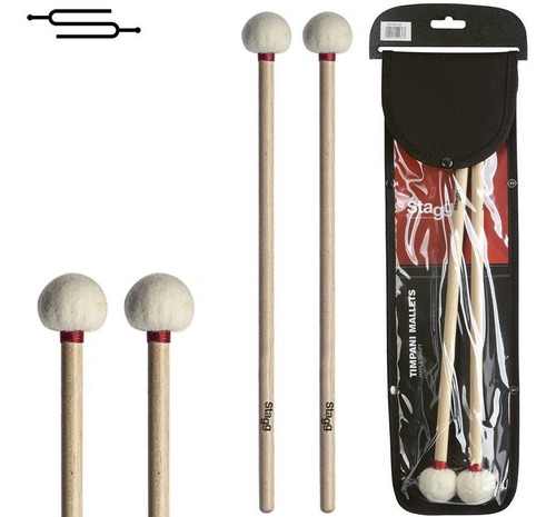 Palillos Bateria Platillos Timbales Stagg Mallet 35 Full Color Natural