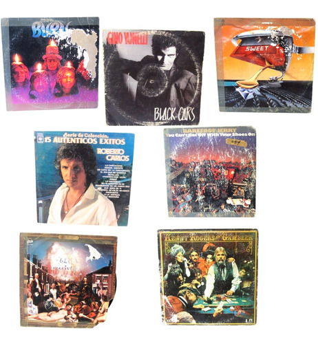 $ 7 Discos Rayados Antiguos Álbumes Vinilos Lps 80s Vintage.