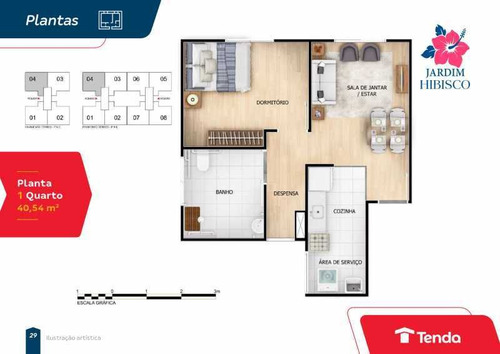 Imagem 8 de 15 de Lançamento: Residencial Jardim Hibisco - Excelente Apartamento De 1 Ou Dois Quartos Em Paciência. - Siap20118