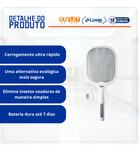 Raquete Elétrica De Matar Mosquito Com Armadilha De Led