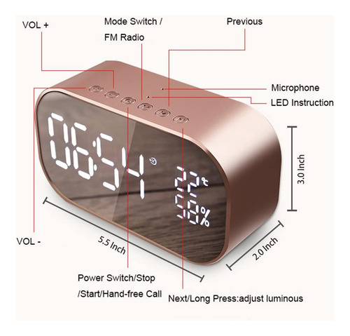 Reloj Despertador De Radio Digital Con Altavoz Bluetooth