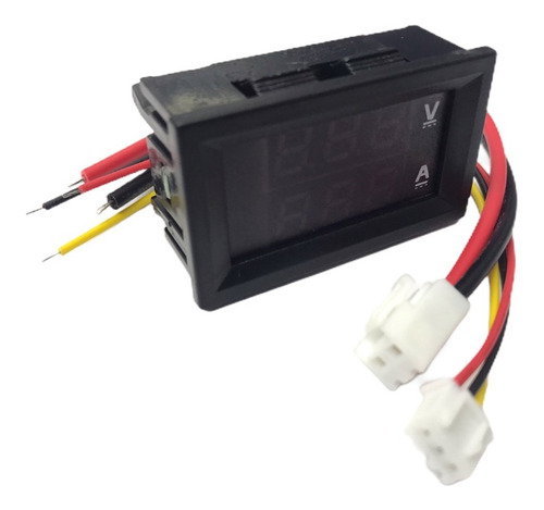 Imagen 2 de 5 de Voltimetro Amperimetro De Panel 99.9v 10a Display Rojo Azul