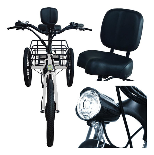 Triciclo Eléctrico, Mxtlw-059, 750w,r24x2.1 , 20ah, 7 Vel, M Color Blanco