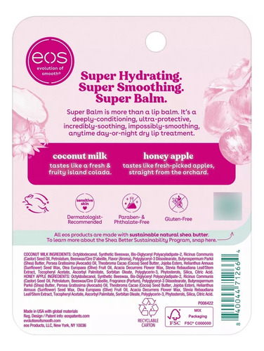 Bálsamo Labial Orgánico Eos Super Balm Cocoa-shea 2pack 10ml