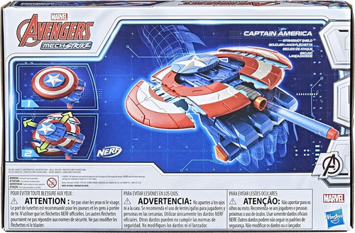 Imagen 9 de 9 de Nerf Escudo Del Capitán América Avengers Mech Strike Hasbro