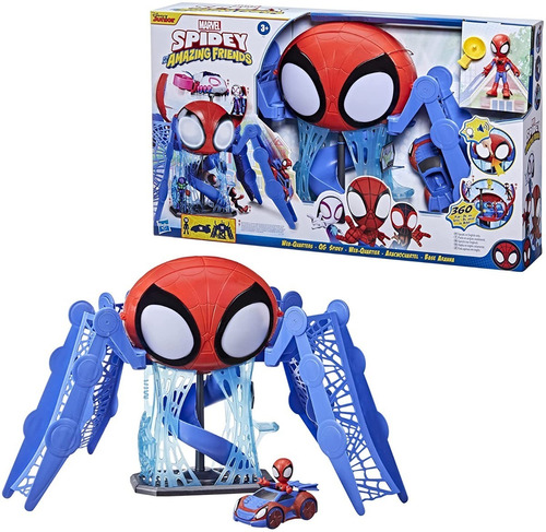 Set Aracnocuartel 360 Spidey Con Figura Y Vehiculo Hasbro