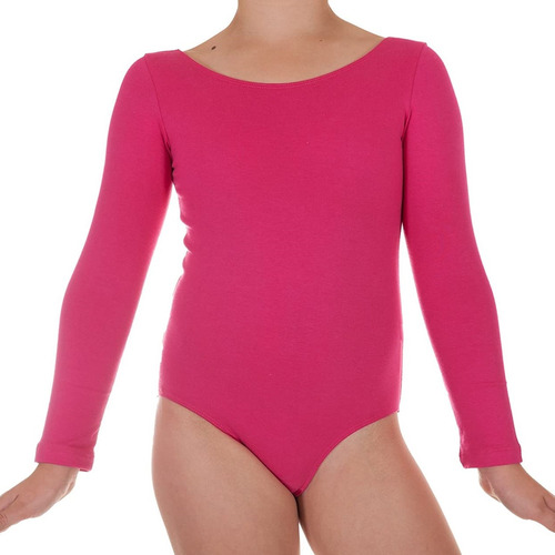 Body Leotard Algodón Manga Larga - Fucsia