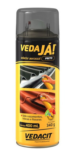 6 Spray Vedaja Preto Vedacit Telhas Calhas 400ml