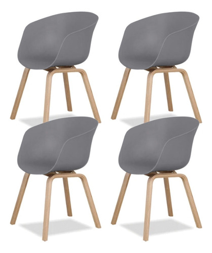 Juego 4 Sillas Comedor Contemporaneas Esctructura Madera Color Del Asiento Gris Oscuro Diseño De La Tela Liso