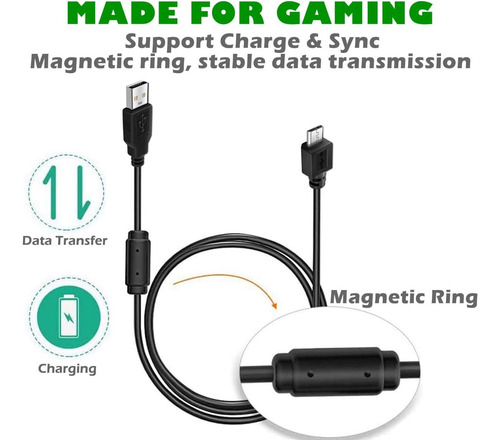 Pacote Com 2 Cabos Usb De Controle Ps4 De 3 M, Toque E Carre