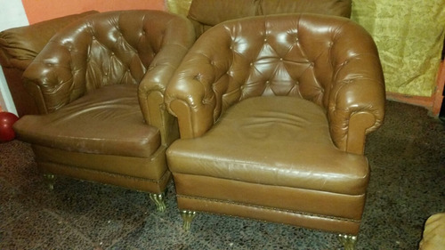 Imagen 3 de 7 de Muebles Sofás Butacas Antiguas Capitone De Cuero Original
