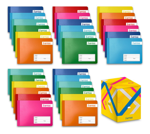 Cuadernos Cosidos Italiano Ferrini Libreta 100h Caja 30pz Color Raya