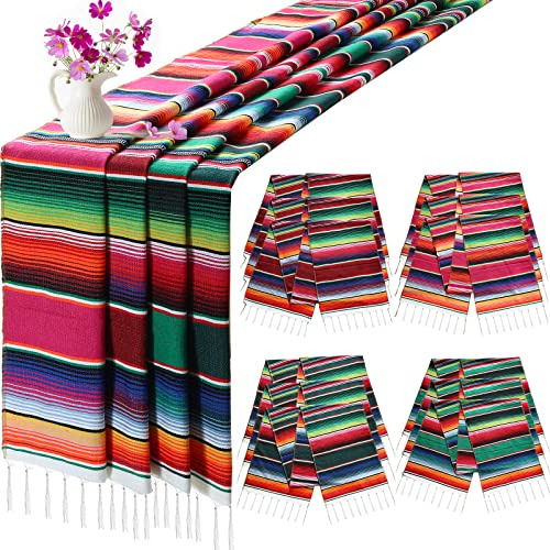 12 Piezas De Manteles Mexicanos Serape, Decoraciones De...