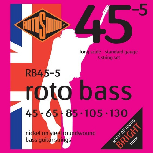 Imagen 1 de 3 de Encordado Bajo 5 Cuerdas 045/130 Rotosound Rb45-5 Roto Bass