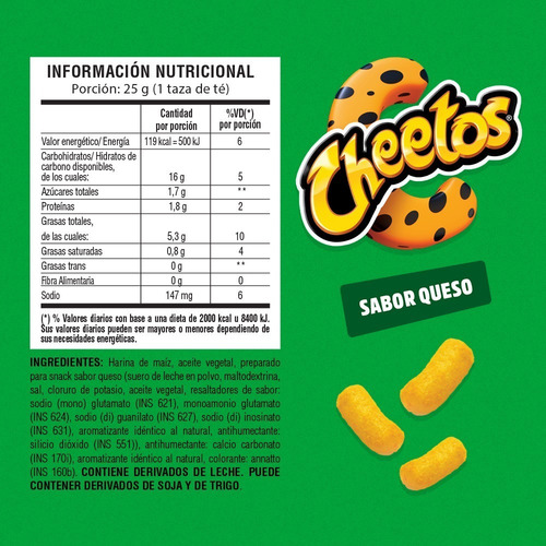 Imagen 3 de 3 de Cheetos Queso 151 Gr | Snacks Pepsico Picadas Cumpleaños