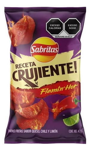 Sabritas Receta Crujiente Flamin' Hot 10 Bolsas De 45 Gr C/u