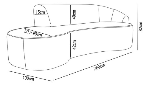 Sofá Living 4 Lugares 280cm Braço Dir Mozart Veludo Telha Cor Salmão