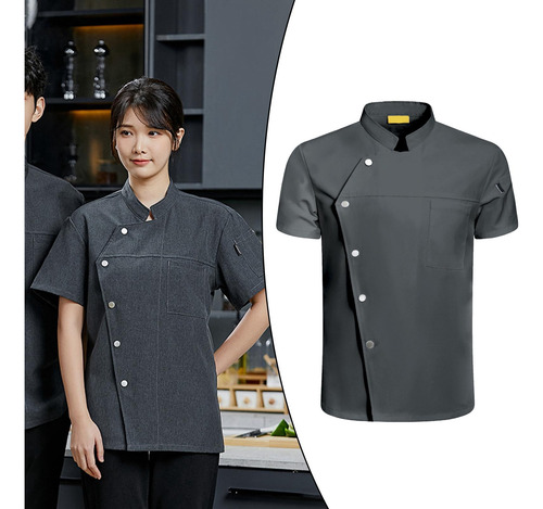Chef Coat Jacket Snap Button Ropa Uniforme 2xl Talla Gris