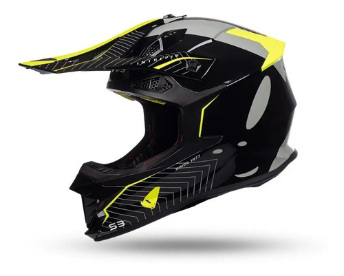 Casco Motocross Enduro Ufo Intrepid Negro Y Amarillo 2022