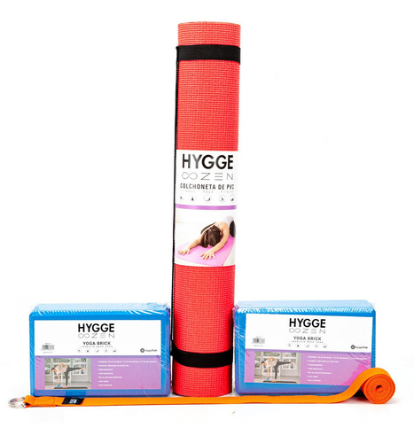 Imagen 1 de 10 de Kit Yoga Mat Colchoneta Pvc Con Correa + Cinturón + 2 Tacos
