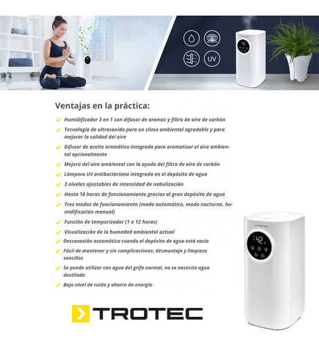 Humidificador Trotec B7e 5l Antibacteriano Y Aromático