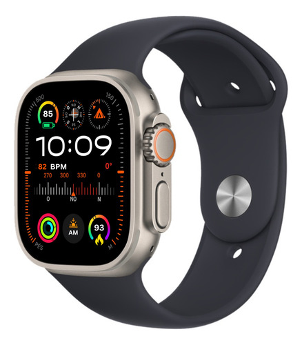Smartwatch P/ iPhone Ultra 3 Pro Max 49mm Amoled C/ Nfc Gps Caixa Prateado Pulseira Preto