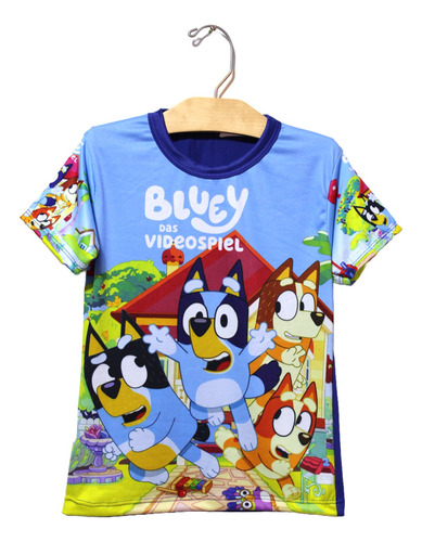 Playera Sublimada Infantil De Bluey Amigos Suave Y Liviana