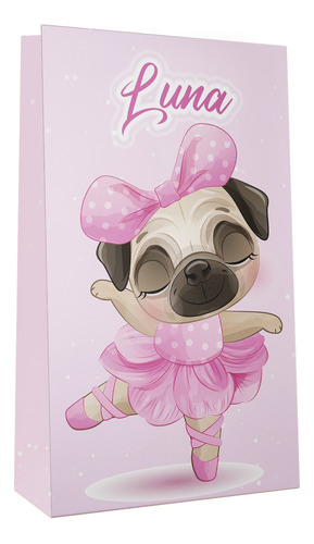 Bolsitas Golosineras Personalizadas Pug Bailarina Grande X20