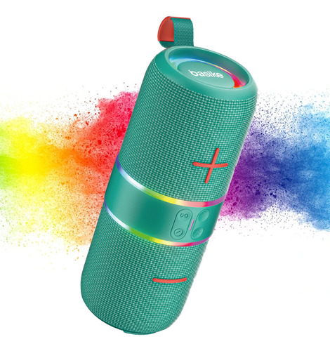 Basike Caixinha De Som Bluetooth Portátil Potente Com Rgb Cor Verde