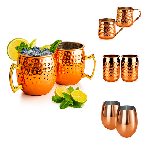 X2 Vasos Mugs Cobre Moscow Mule Coctel 500ml Tragos Mojitos