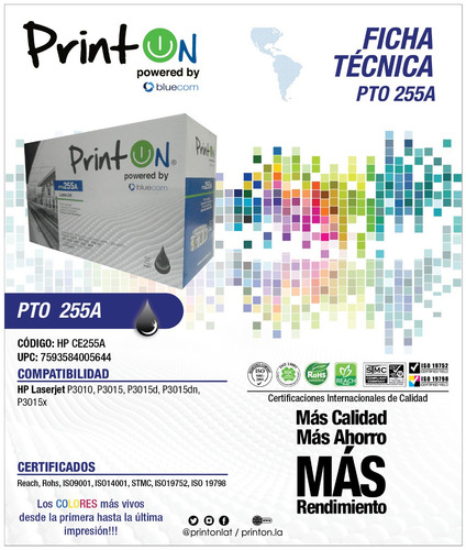 Imagen 2 de 3 de Toner Compatible Con Hp Laserjet Ce255a Negro Printon