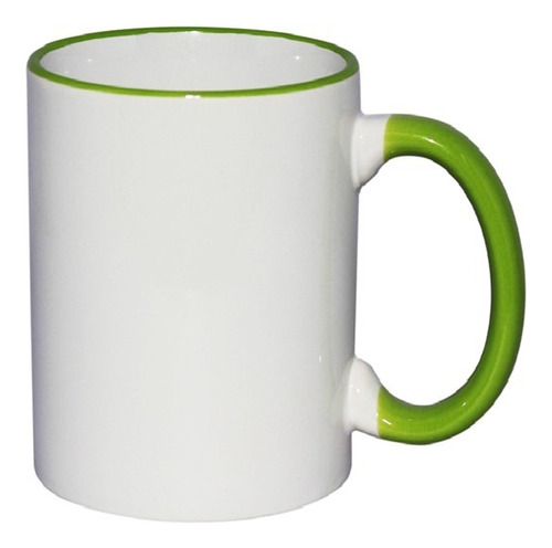 Taza Blanca 15oz Con Asa Y Filo De Color Sublimación 12 Pack