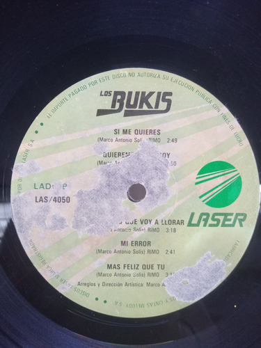 Lp Los Bukis Melody 1981 Disco Negro Traslúcido (Usado)