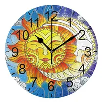 Comprar Reloj Pared Redondo Madera Diseño Nube Sol Luna Para Hogar