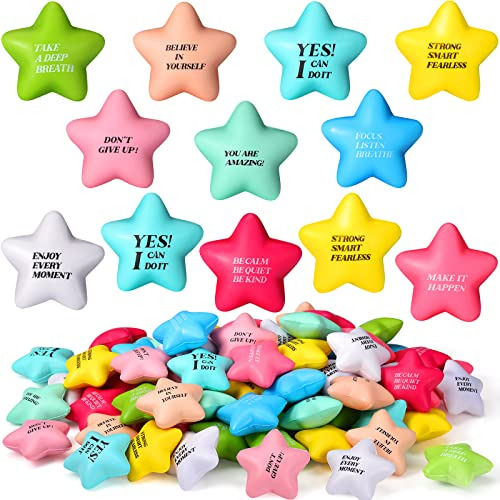 100 Pack Star Stress Ball Stress Relief Balls With Moti...