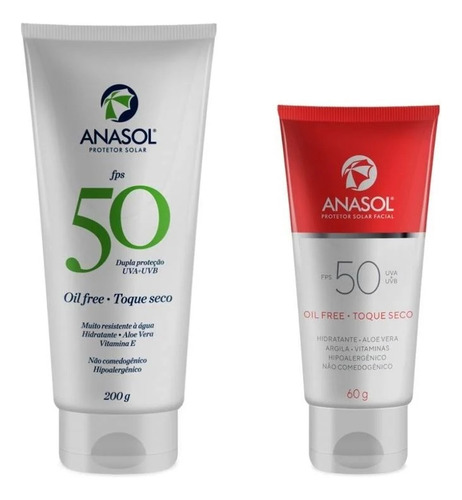 Kit Protetor Solar Fps50 Corpo 200g & Rosto 60g - Anasol
