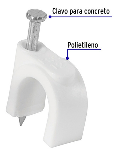 Bolsa C/20 Grapas Blancas De 12 Mm Para Cable Redondo 48275