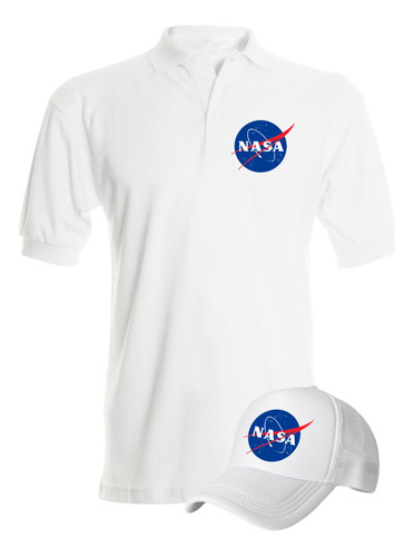 Camiseta Tipo Polo Nasa Obsequio Gorra Serie White