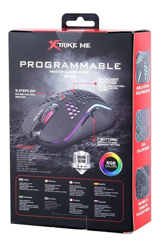 Imagen 4 de 6 de Mouse Gamer Xtrike-me Gm-512 Luz Rgb Pc Gamer 6400 Dpi