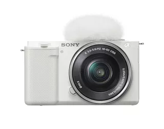 Sony Alpha Kit ZV-E10 + lente SELP1650 ILCZVE10L sin espejo color blanco